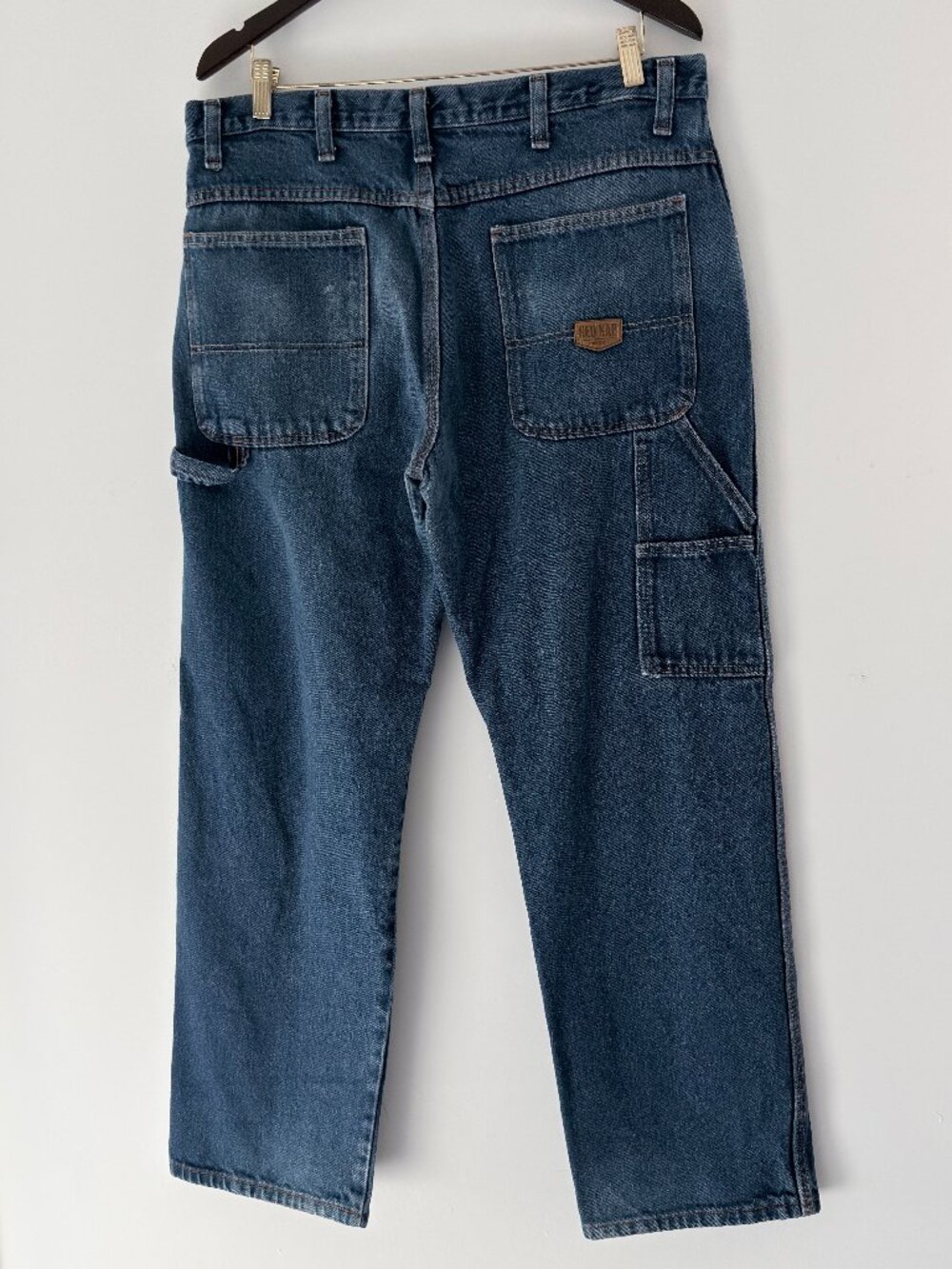 Red Kap Carpenter Jeans Men's 37x29.5 Medium Wash Blue Denim Workwear Utility